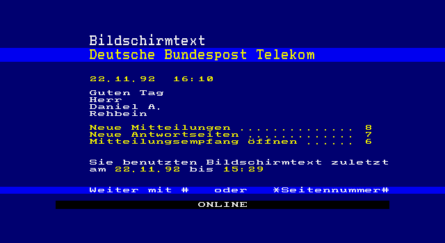 [Zugang zu Bildschirmtext]